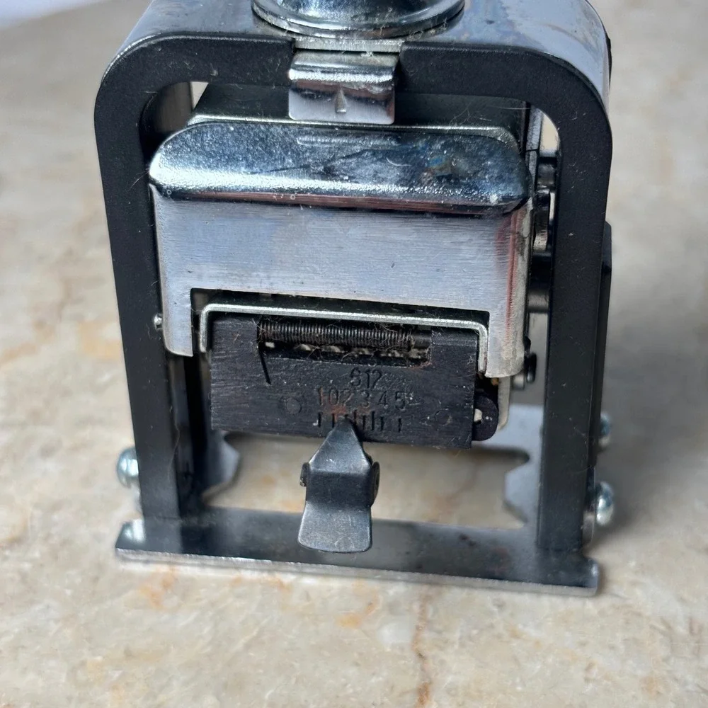 Cosco Automatic Numbering Machine Stamp 6‎ Wheel Metal Silver Black Office